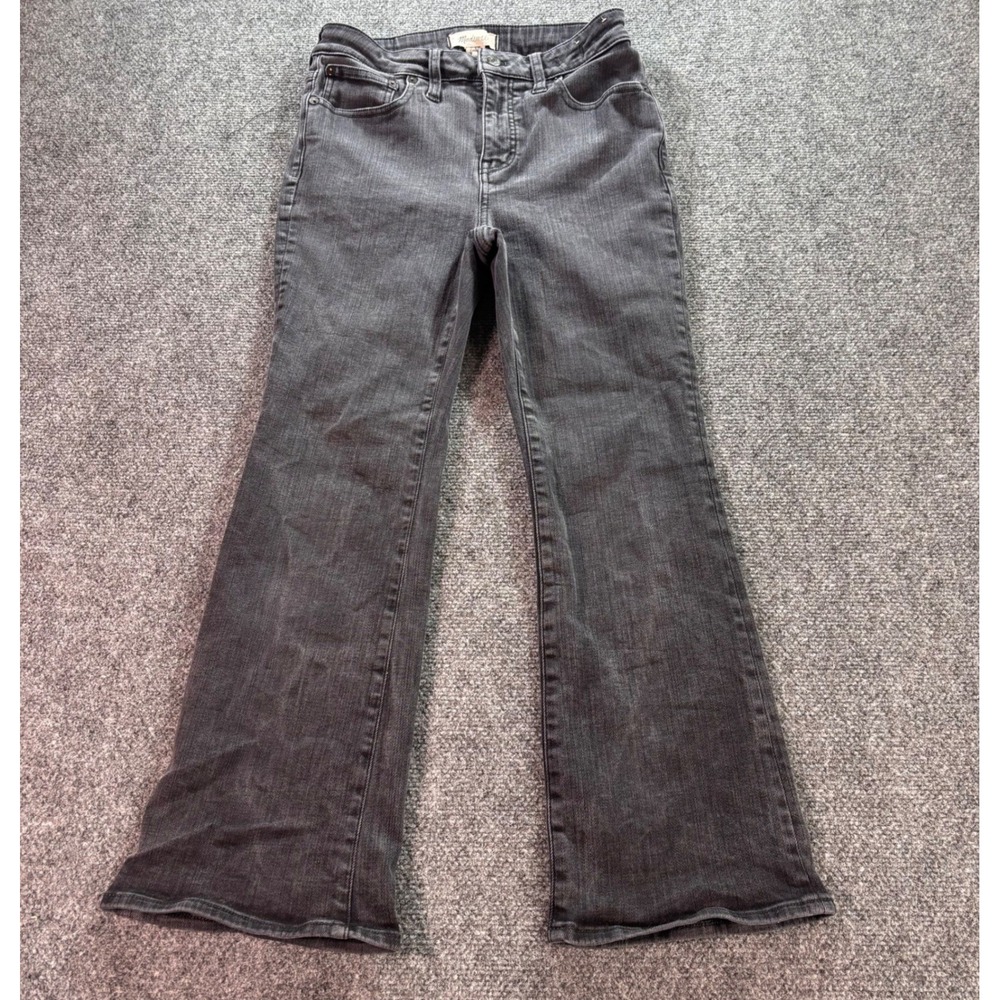 Madewell Curvy Kick Out Jeans Womens 28 Black Cropped Flare High Rise Stretch